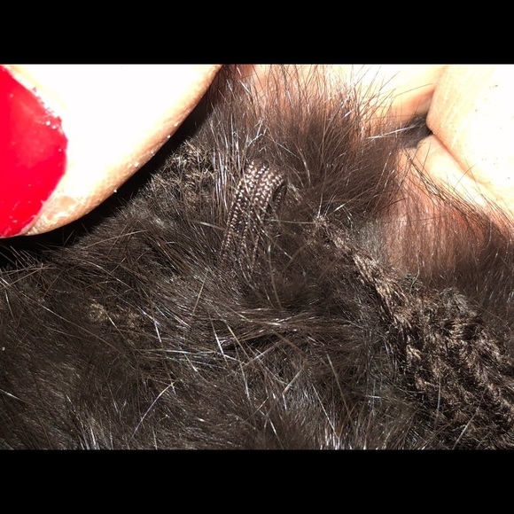 Kathrine Banlay size XL brown updated rabbit fur & knit vest  hook & eye closure - Picture 12 of 12